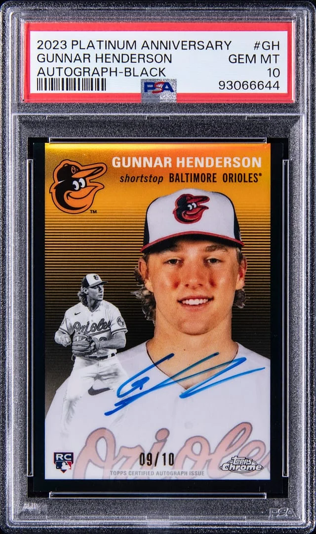 2023 Topps Gunnar Henderson Platinum Anniversary Autograph Black #CPA-GH card image