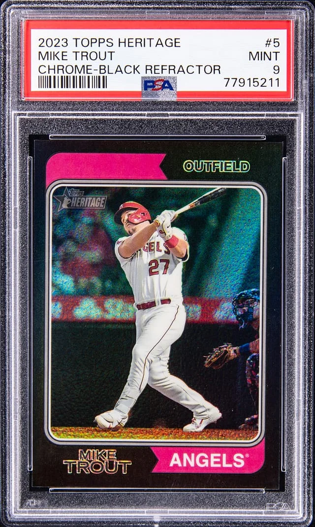 2023 Topps Heritage Chrome Mike Trout Black Refractor #5 card image