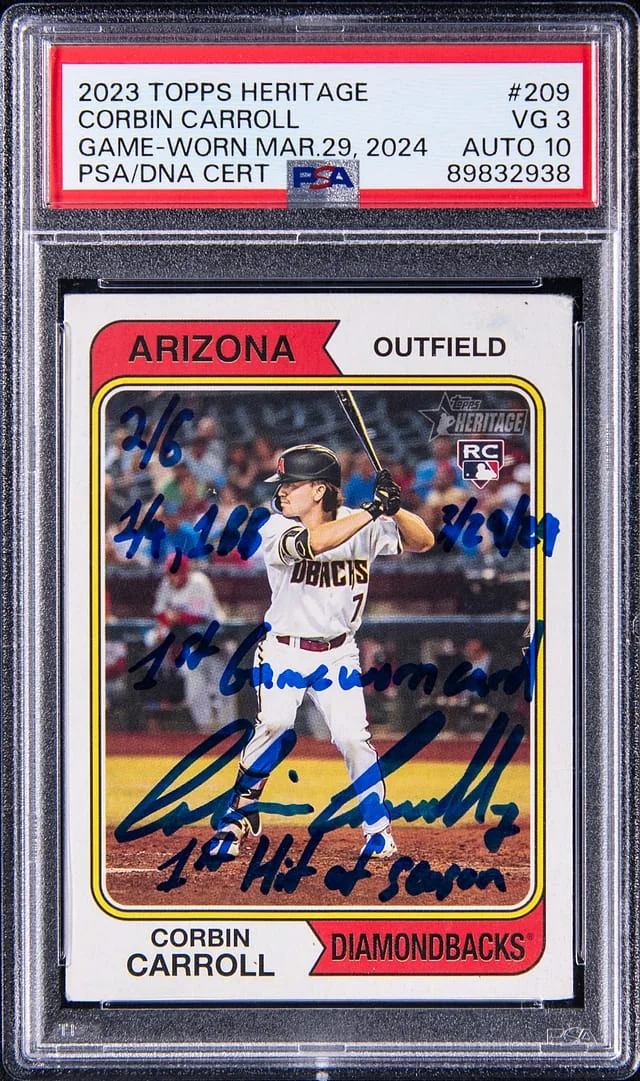 2023 Topps Heritage Corbin Carroll Game-Worn (March 29, 2024) #209 card image