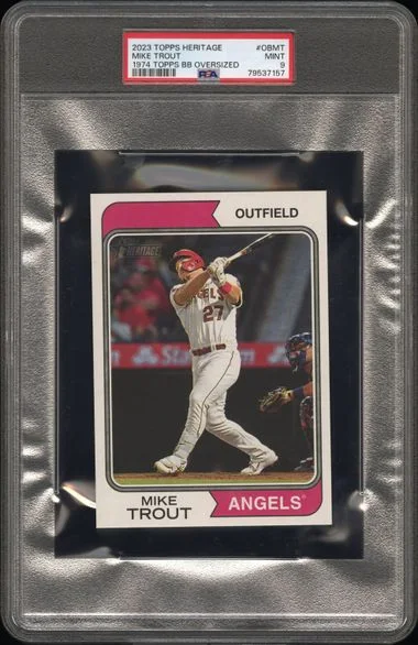 2023 Topps Heritage Mike Trout 1974 Topps Baseball Oversized #OBMT card image