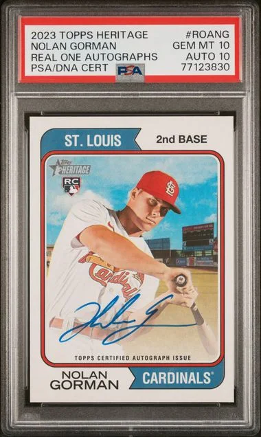 2023 Topps Heritage Real One Autographs Roang Nolan Gorman #no-number card image