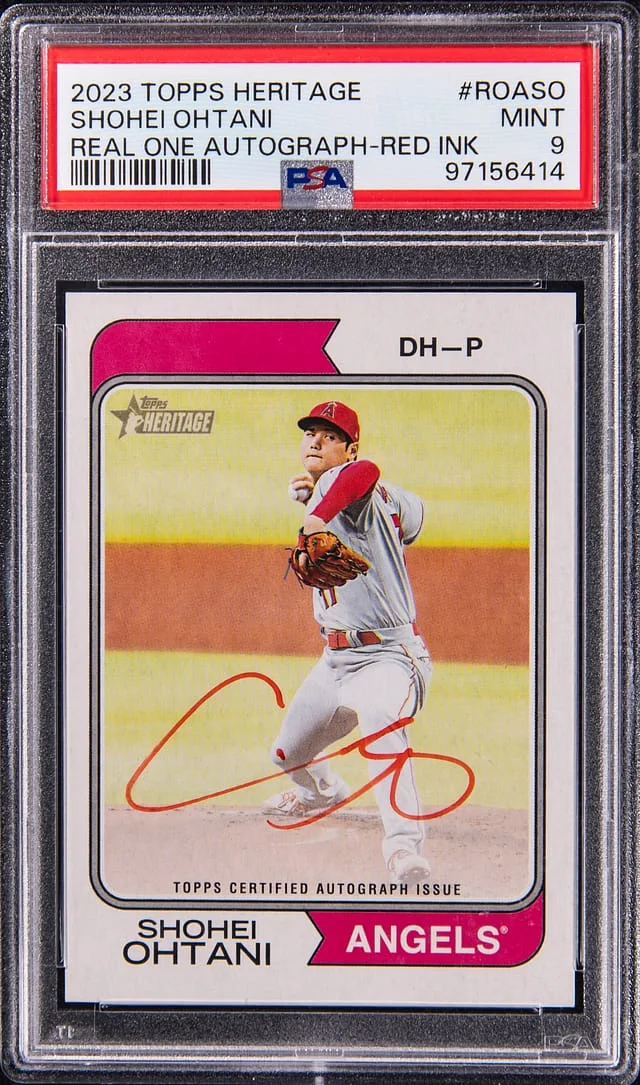 2023 Topps Heritage Real One Shohei Ohtani Autograph Red Ink #ROA-SO card image