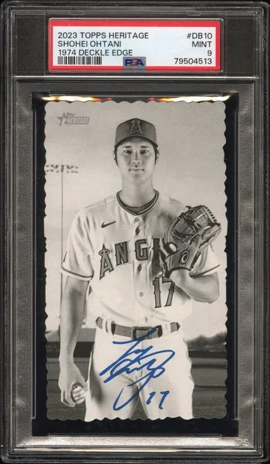 2023 Topps Heritage Shohei Ohtani 1974 Topps Deckle Edge #DB10 card image
