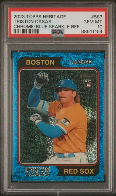 2023 Topps Heritage Triston Casas Chrome-Blue Sparkle Refractor #587 card image