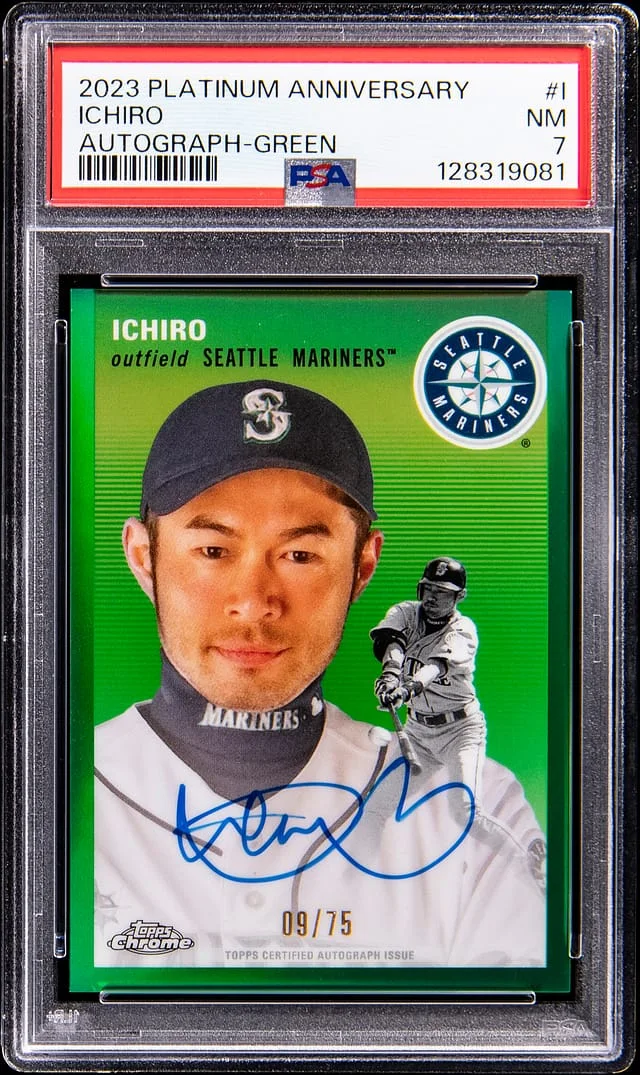 2023 Topps Ichiro Platinum Anniversary Autograph Green #CPA-I card image