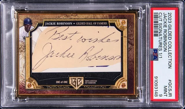 2023 Topps Jackie Robinson Gilded Collection Cut Signatures #GCS-JR card image