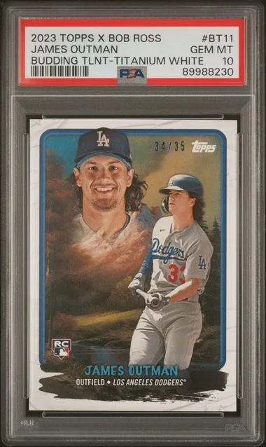 2023 Topps James Outman X Bob Ross The Joy Of Baseball Budding Talents Titanium White #BT11 card image