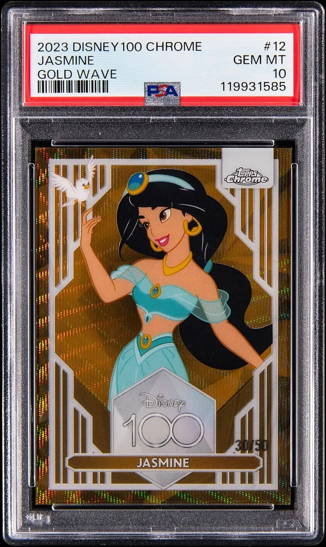 2023 Topps Jasmine Disney 100 Chrome Gold Wave #12 card image