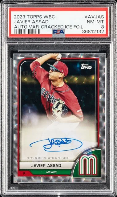 2023 Topps Javier Assad World Baseball Classic Autograph Variations Cracked Ice Foil #AV-JAS card image