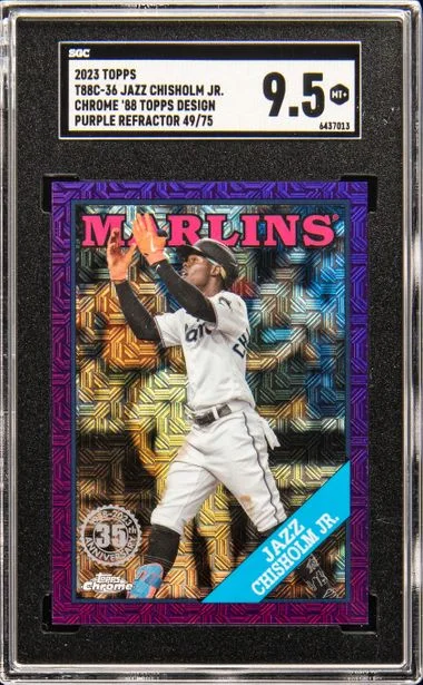2023 Topps Jazz Chisholm Jr Silver Pack 1988 Chrome Promo Purple Refractor #T88C36 card image
