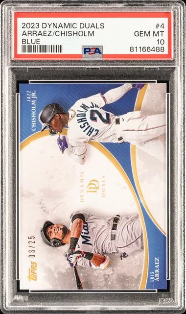 2023 Topps Jazz Chisholm/Luis Arraez Dynamic Duals Blue #4 card image