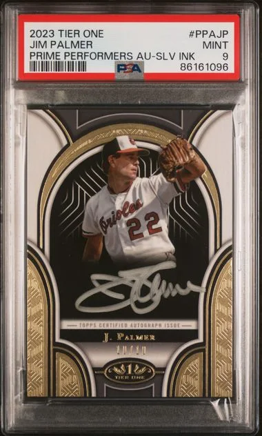 2023 Topps Jim Palmer Tier One Prime Performers Autographs Silver Ink #PPAJP card image