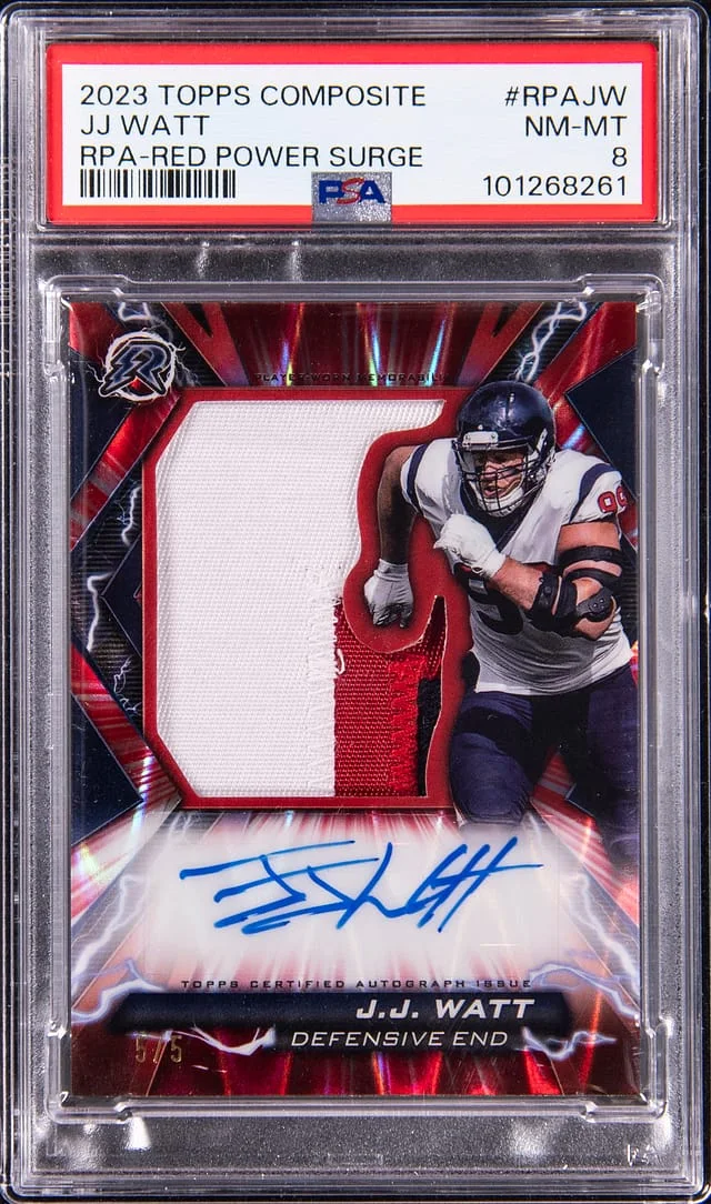2023 Topps JJ Watt Composite Patch Autograph Red Power Surge #RPA-JW card image