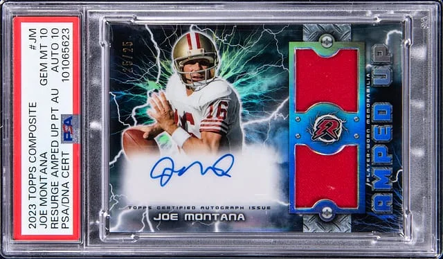 2023 Topps Joe Montana Composite Resurgence Amped Up Patch Autograph #JM card image