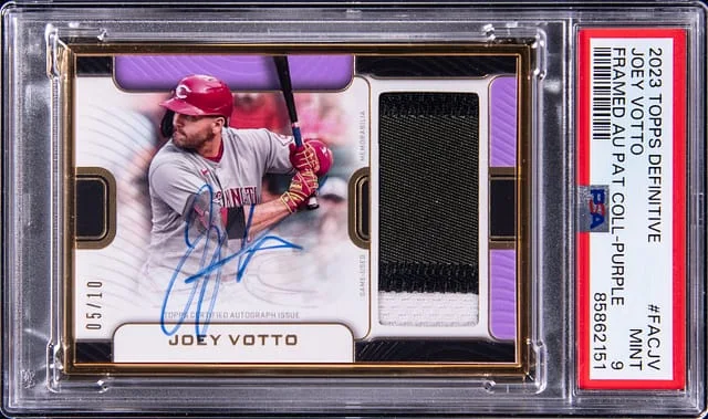 2023 Topps Joey Votto Definitive Collection Framed Patch Autograph Purple #FACJV card image