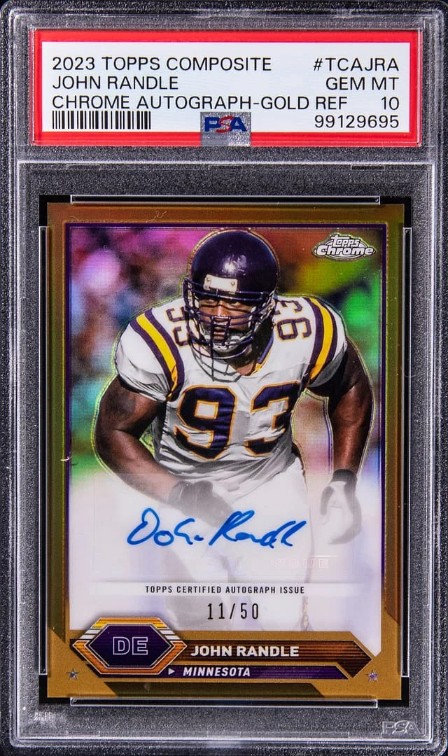 2023 Topps John Randle Composite Chrome Autograph Gold Refractor #TCAJRA card image