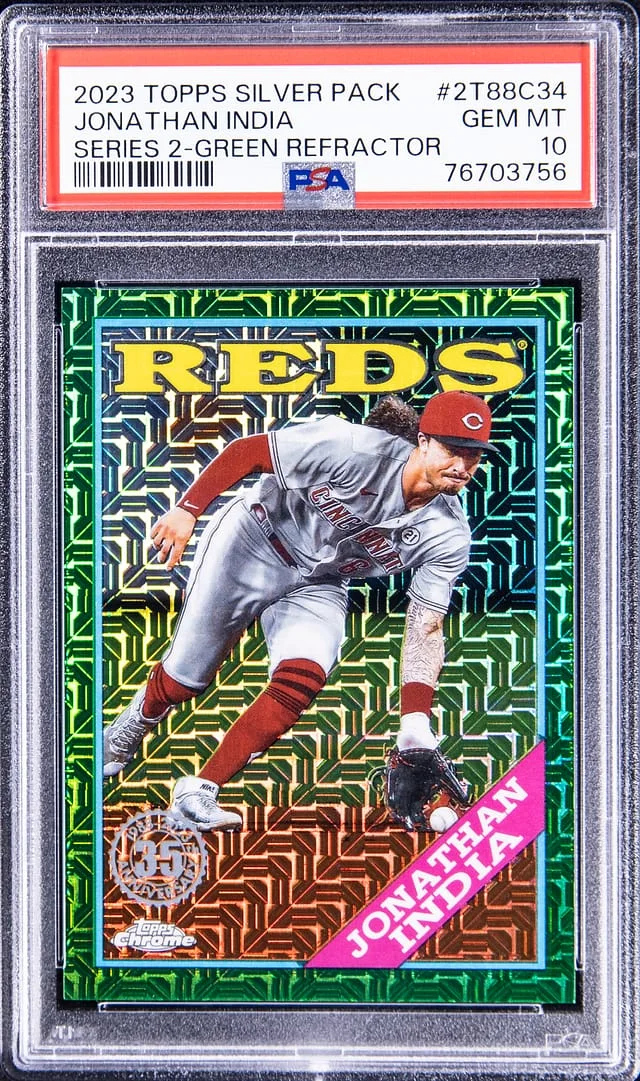 2023 Topps Jonathan India Silver Pack Series 2 Green Refractor #2T88C34 card image