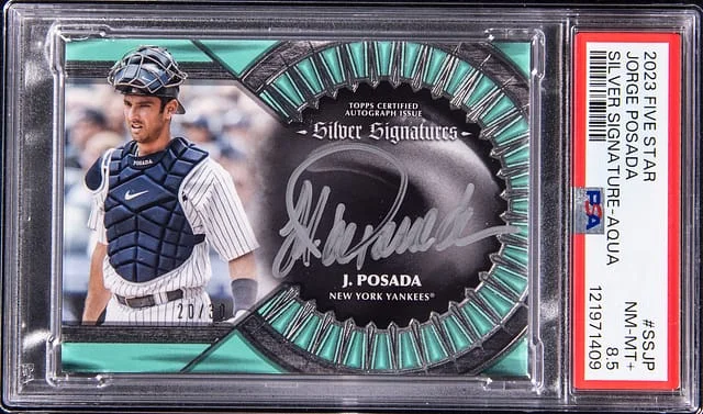 2023 Topps Jorge Posada Five Star Silver Signature Aqua #SS-JP card image