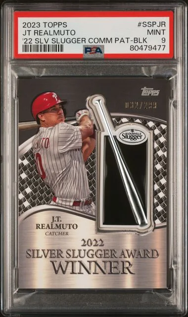 2023 Topps JT Realmuto 2022 Silver Slugger Award Winners Commemorative Patch Black #SSPJR card image