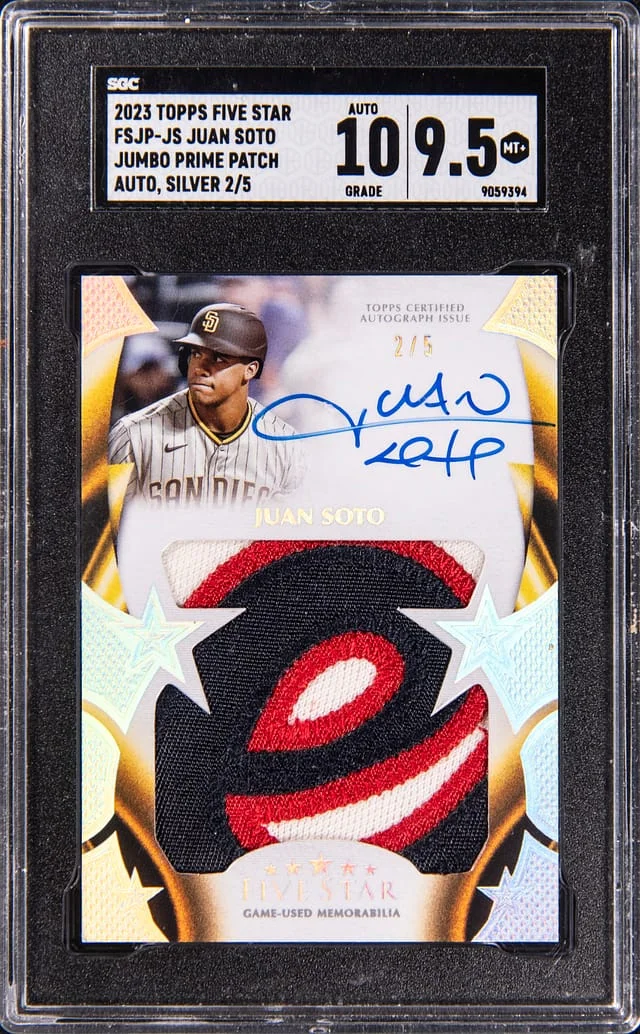 2023 Topps Juan Soto Five Star Jumbo Prime Patch Autograph Silver #FSJP-JS card image