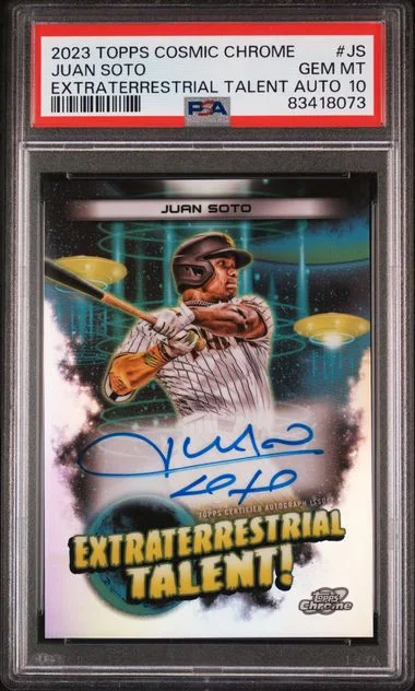 2023 Topps Juan Soto Cosmic Chrome Extraterrestrial Talent Autograph #JS card image