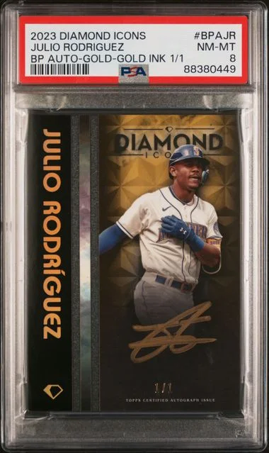 2023 Topps Julio Rodriguez Diamond Icons Black Polychromatink Autographs Gold-Gold Ink #BPAJR card image