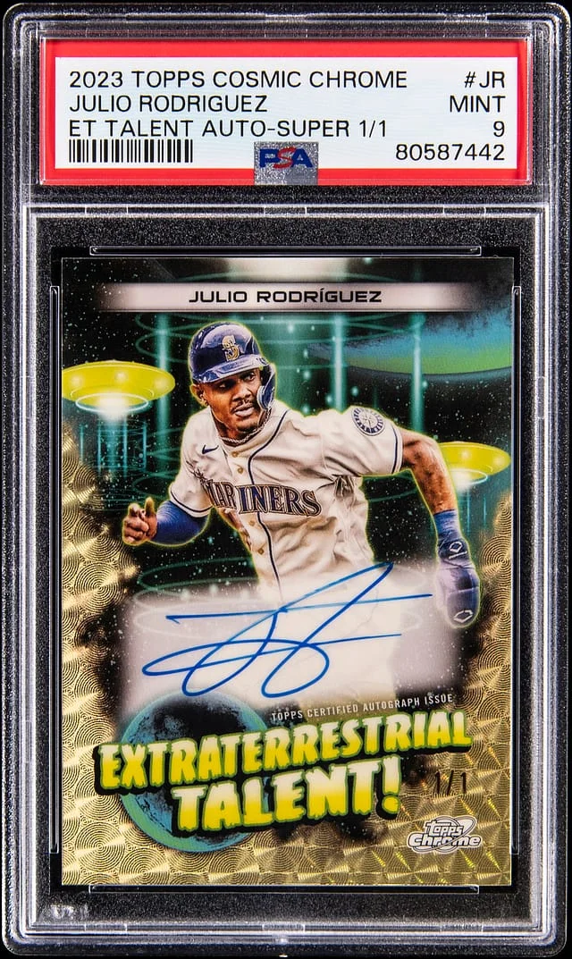 2023 Topps Julio Rodriguez Cosmic Chrome Extraterrestrial Talent Autographs SuperFractor #ETA-JR card image