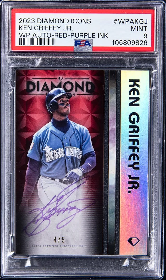 2023 Topps Ken Griffey Jr. Diamond Icons White Polychromatink Autographs Red Purple Ink #WPA-KGJ card image