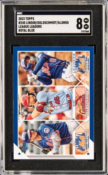 2023 Topps Lindor/ Goldschmidt / Alonso League Leaders Royal Blue #240 card image
