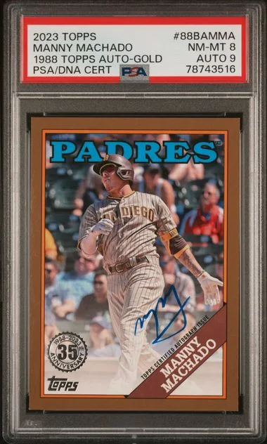 2023 Topps Manny Machado 1988 Topps Baseball Autographs Series 2-Gold #88BAMMA card image