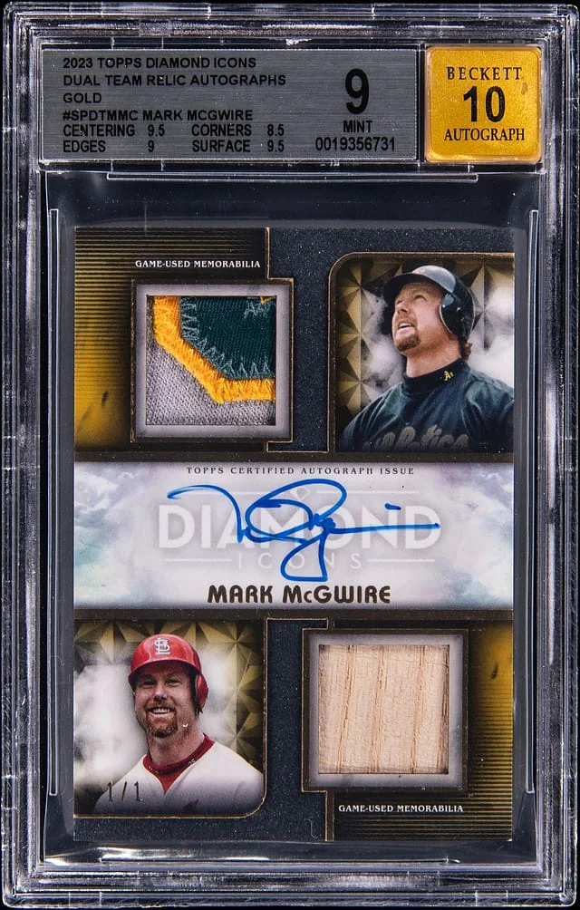 2023 Topps Mark McGwire Diamond Icons Dual Team Relic Autographs Gold #SPDT-MMC card image