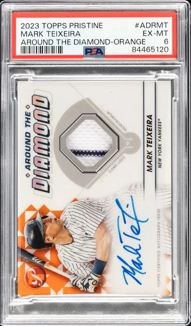 2023 Topps Mark Teixeira Pristine Around The Diamond Autograph Relic Orange #ADRMT card image