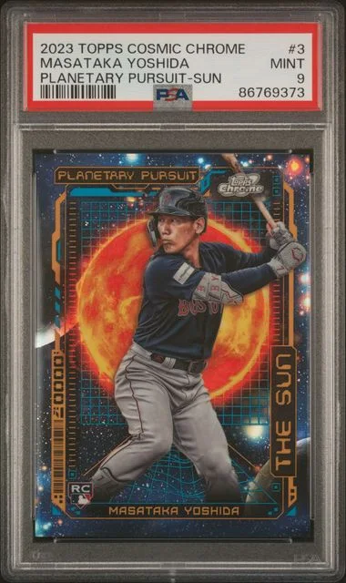 2023 Topps Masataka Yoshida Cosmic Chrome Planetary Pursuit Sun #3 card image
