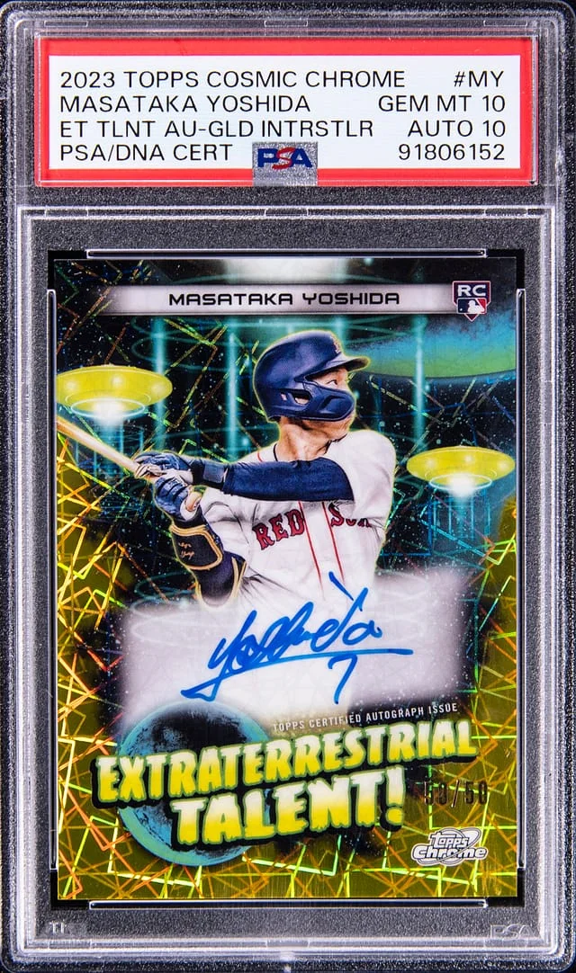 2023 Topps Masataka Yoshida Cosmic Chrome Extraterrestrial Talent Autograph Gold Interstellar #MY card image