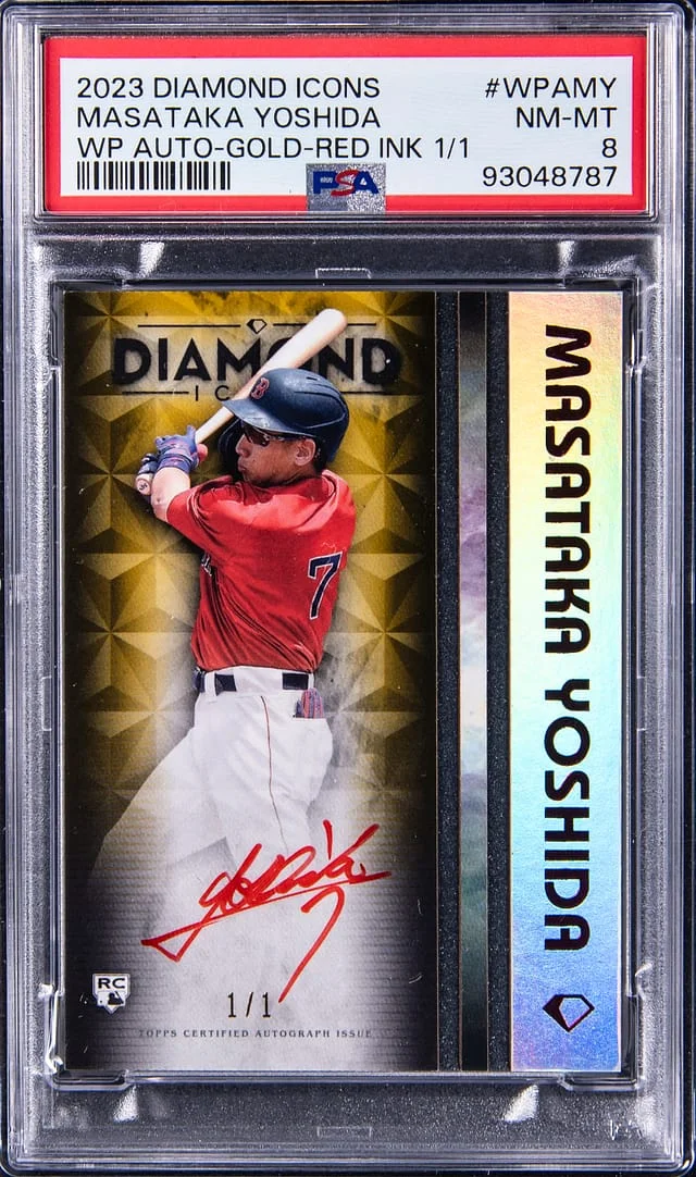 2023 Topps Masataka Yoshida Diamond Icons White PolychromatINK Autographs Gold Red Ink #WPA-MY card image