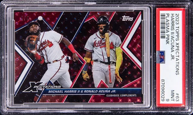 2023 Topps Michael Harris II/Ronald Acuna Jr Xpectations Plasma Pink #63 card image
