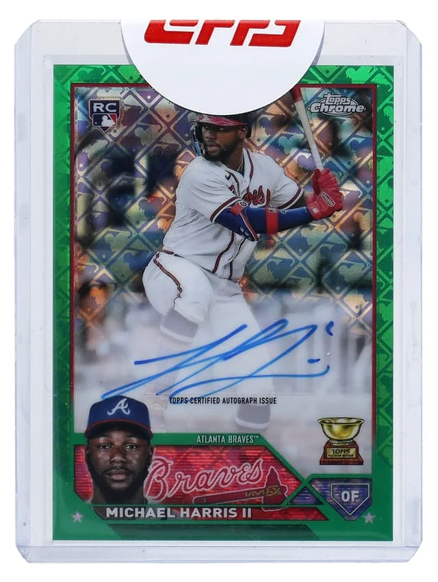 2023 Topps Michael Harris Logofractor Edition Chrome Autograph Green Refractor #RCA-MH card image