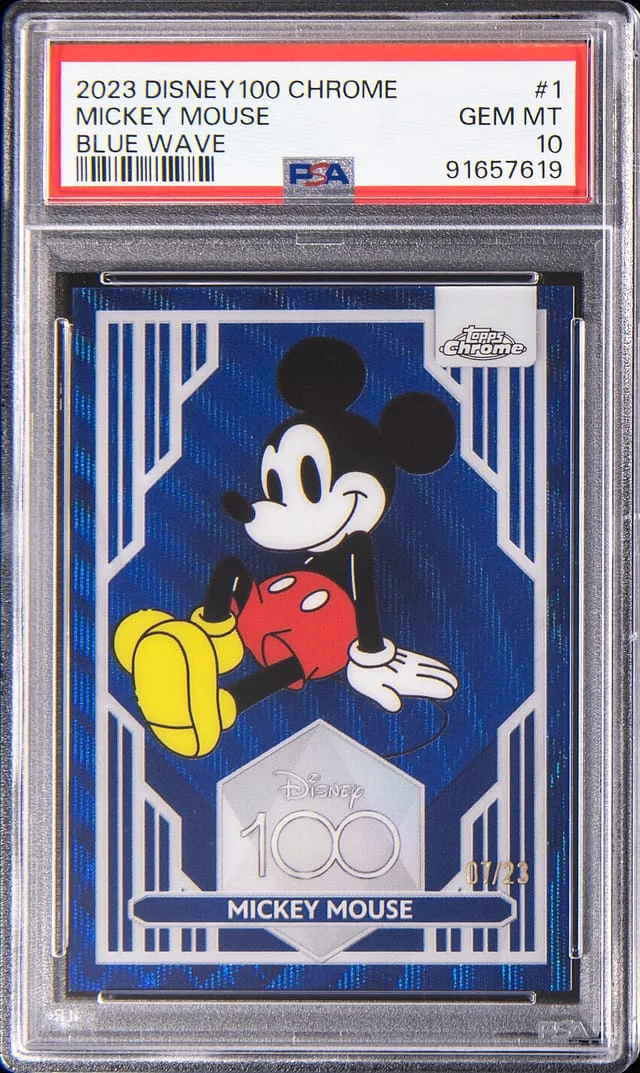 2023 Topps Mickey Mouse Disney100 Chrome Blue Wave Refractor #1 card image