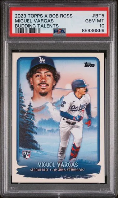 2023 Topps Miguel Vargas X Bob Ross The Joy Of Baseball Budding Talents #BT5 card image