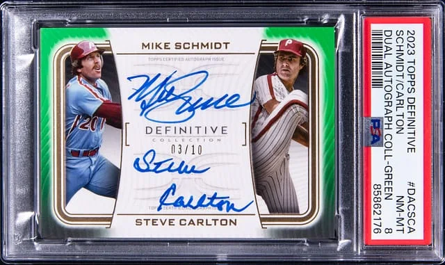 2023 Topps Mike Schmidt/Steve Carlton Definitive Dual Autograph Collection Green #DACSCA card image