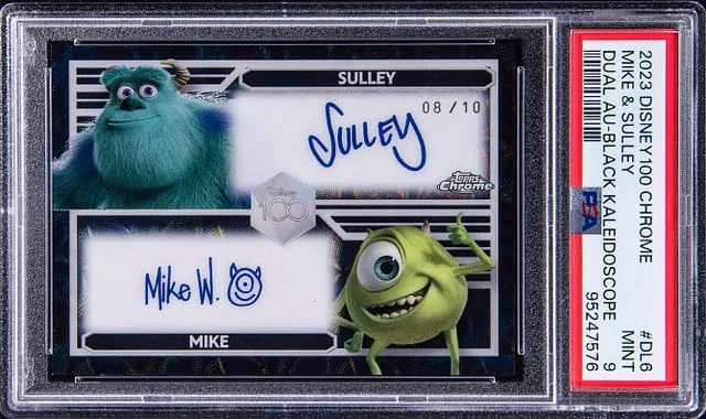 2023 Topps Mike & Sully Disney100 Chrome Dual Autographs Black Kaleidoscope #DL6 card image