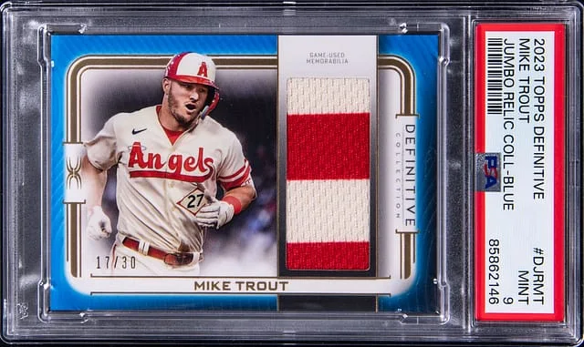 2023 Topps Mike Trout Definitive Jumbo Relic Collection Blue #DJRMT card image