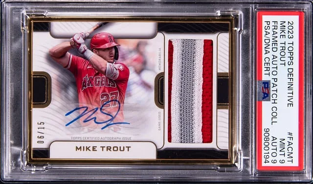 2023 Topps Mike Trout Definitive Framed Autograph Patch Collection #FAC-MT card image