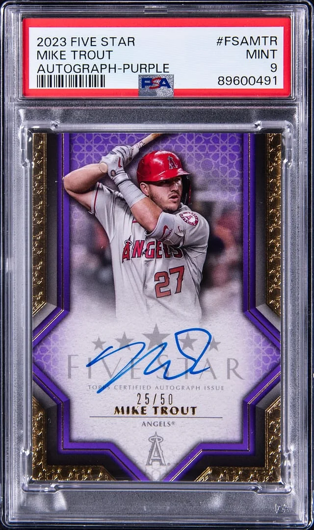 2023 Topps Mike Trout Five Star Autograph Purple #FSA-MTR card image