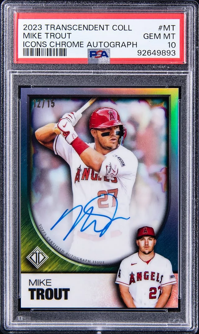 2023 Topps Mike Trout Transcendent Collection Icons Chrome Autograph #MT card image