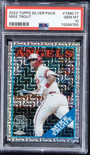 2023 Topps Mike Trout Silver Pack Autograph Orange Refractor #T88C-77 card image