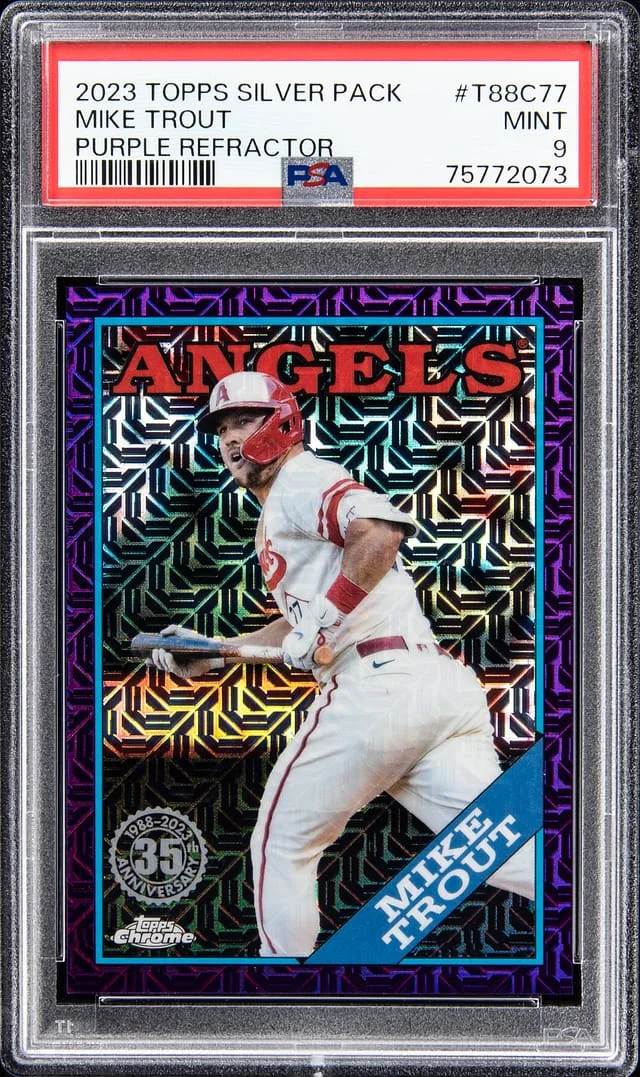 2023 Topps Mike Trout Silver Pack Purple Refractor #T88C77 card image