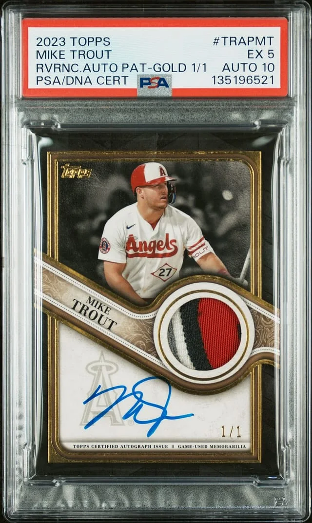2023 Topps Mike Trout Reverence Autographed Patches Gold #TRAP2-MT card image