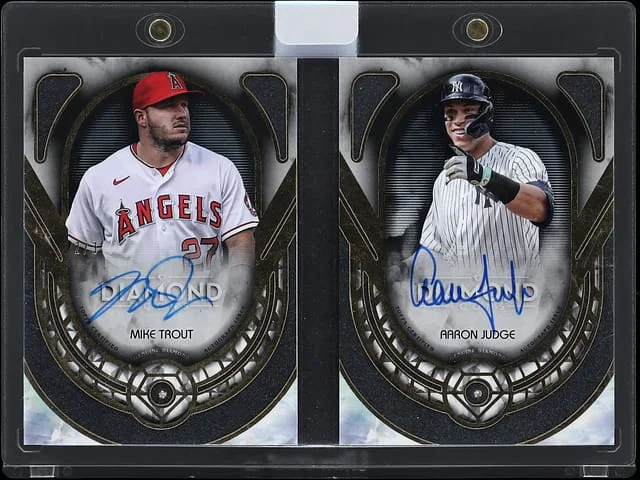 2023 Topps Mike Trout/Aaron Judge Diamond Icons Dual Autographed Diamond Relic Books #DRBCA-TJU card image