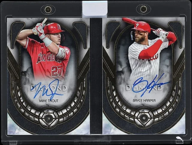 2023 Topps Mike Trout/Bryce Harper Diamond Icons Dual Autographed Diamond Relic Books #DRBCA-TH card image